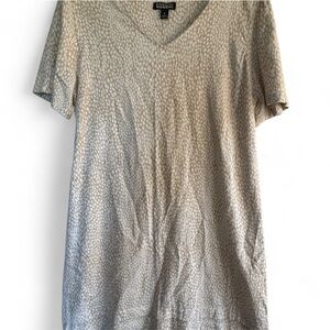 Nicole Miller Original Linen Blend Dress Size M Beige Animal Print Short Sleeve